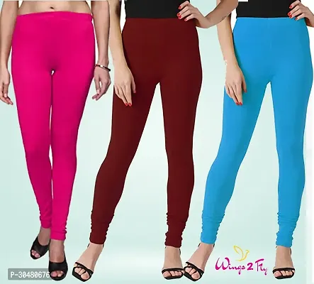 Stylish Multicoloured Cotton Solid Leggings For Women Pack Of 3