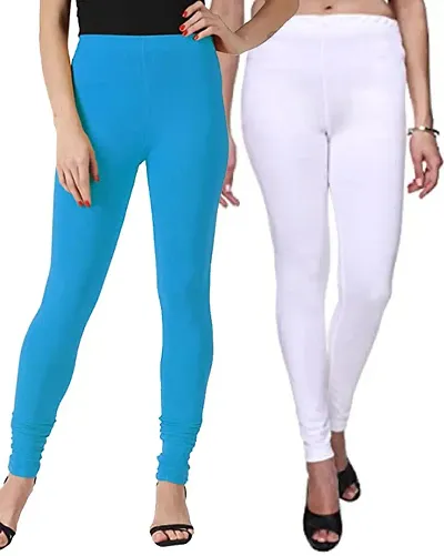 Stylish Cotton Blend Leggings For Women - Pack Of 2