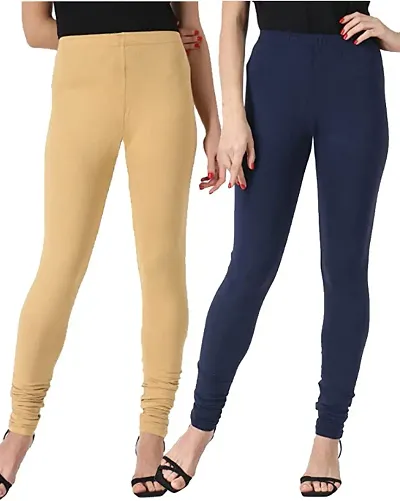 Stylish Cotton Blend Leggings For Women - Pack Of 2