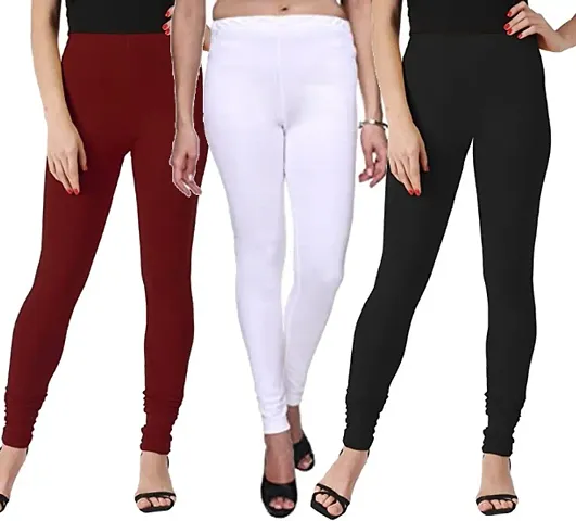 Stylish Cotton Blend Leggings For Women - Pack Of 3