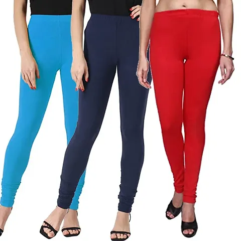 Stylish Cotton Blend Leggings For Women - Pack Of 3