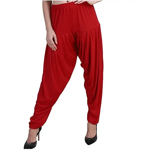 Fancy Cotton Blended Solid Patiala For Women
