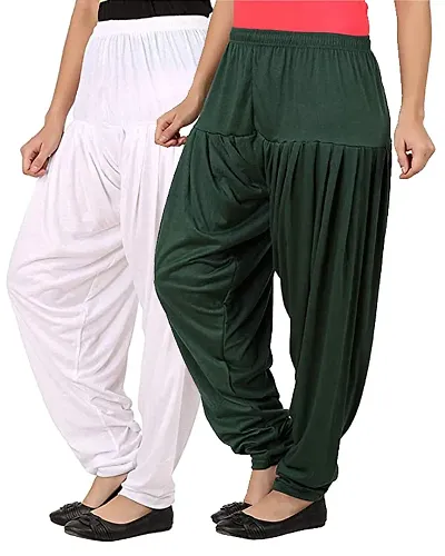 Fancy Cotton Blended Solid Patiala For Women - Pack Of 2