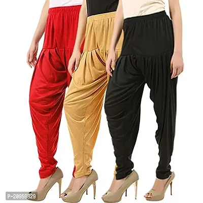 Ultra soft Cotton blended casual Pleated Patiala for Womens - pack of 3
