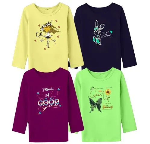 100% pure graphic full sleeve t-shirts for Girls - Pack of 5 pcs