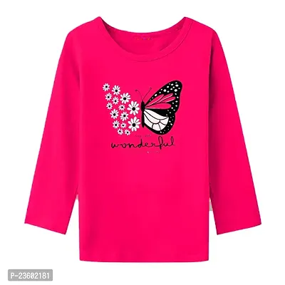 100% Pure Cotton Graphic Printed Full Sleeve Kids T-shirts for Girls - Pack of 4-thumb3