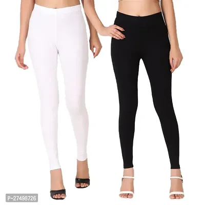 Classic Cotton Lycra Solid Leggings for Women Pack of 2