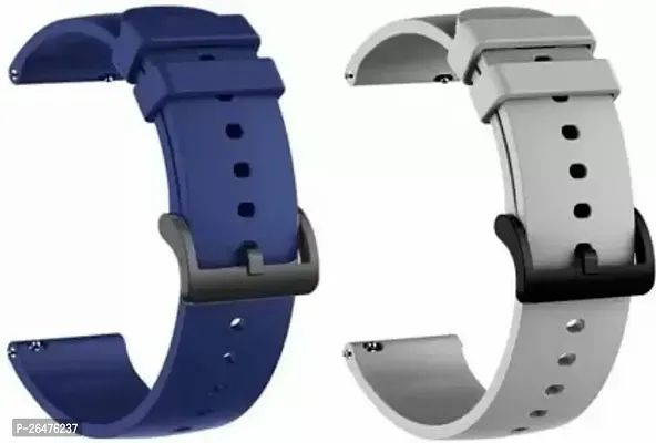 22mm Soft Silicone Strap (compatible Watch List In Photo and Description) Smart Watch Strap (Black-Blue) Pack of 2 Smart Watch Strapnbsp;nbsp;(Black, Blue)