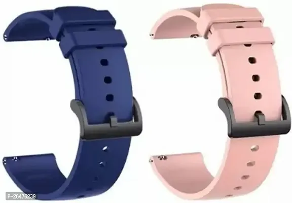 22mm Soft Silicone Strap (compatible Watch List In Photo and Description) Smart Watch Strap (Black-Blue) Pack of 2 Smart Watch Strapnbsp;nbsp;(Black, Blue)