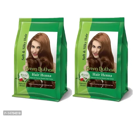 Prem Dulhan Hair Henna Natural Henna Based Hair Color Natural Brown Color -125gm Each (Pack of 2)