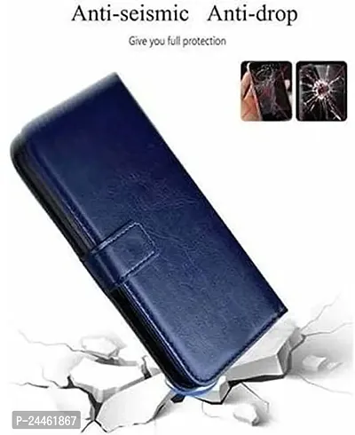 Samsung Galaxy A30 / A20 / M10s Flip Case Leather Finish | Inside TPU with Card Pockets | Wallet Stand and Shock Proof | Magnetic Closing | Complete Protection Flip Cover (BLUE)-thumb3