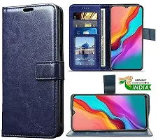 Samsung Galaxy A30 / A20 / M10s Flip Case Leather Finish | Inside TPU with Card Pockets | Wallet Stand and Shock Proof | Magnetic Closing | Complete Protection Flip Cover (BLUE)-thumb3