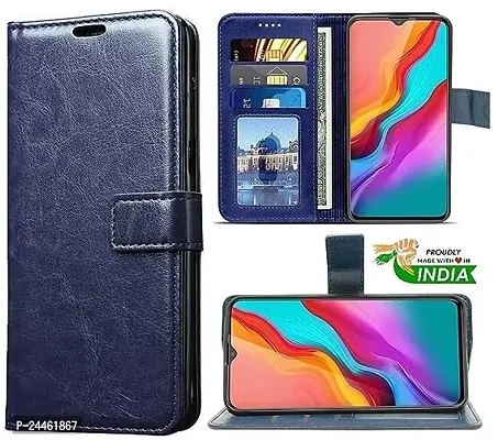 Samsung Galaxy A30 / A20 / M10s Flip Case Leather Finish | Inside TPU with Card Pockets | Wallet Stand and Shock Proof | Magnetic Closing | Complete Protection Flip Cover (BLUE)-thumb4