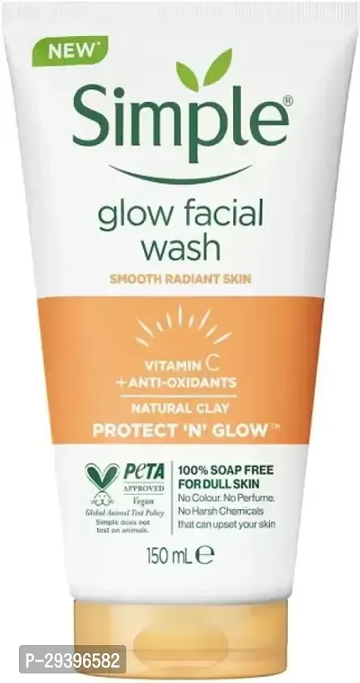 Simple Protect N Glow Facial Wash With Vitamin C And Anti-Oxidants Natural Clay 150Ml Face Wash