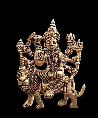 Religious Small Goddess Durga Sculpture in Brass | Handmade