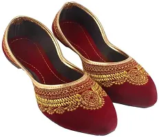 MILAN CHOICE Women Flat Velvet KANTI JUTTIES Rajasthani Mojari Loafers Pumps(Mslip-04)-thumb3