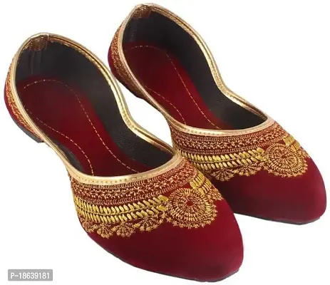 MILAN CHOICE Women Flat Velvet KANTI JUTTIES Rajasthani Mojari Loafers Pumps(Mslip-04)-thumb4