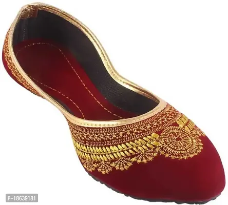 MILAN CHOICE Women Flat Velvet KANTI JUTTIES Rajasthani Mojari Loafers Pumps(Mslip-04)-thumb0