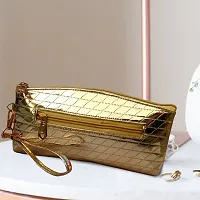 Golden Artificial Leather Solid Clutches For Women-thumb3