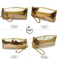 Golden Artificial Leather Solid Clutches For Women-thumb2