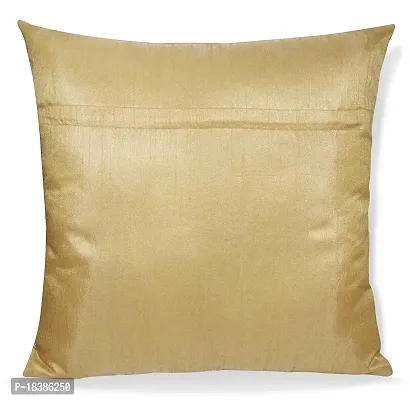 M.S Enterprises Colourful Synthetic Cushion Cover with Zipper,16 x 16 Inch(Set of 5) Beige-thumb3