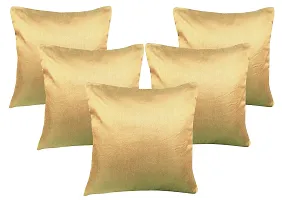 Royalina Plain Polyester Dupioni Cushion Covers, 16X16-inch, Brown and Beige-thumb2