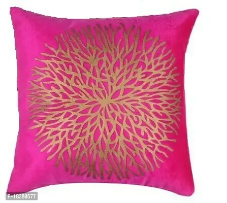 ShwetaInternational Pink Golden Cushion Covers (16X16 Inches) Set of 2