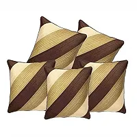 MSENTERPRISES Cushion Cover Dupion Silk Daigonal Quilted for Sofa Bedroom Kids Room 16 x 16 Inches Throw Pillow Soft Cover Set of 5 Decorative Filler Cover for Hall Living Room (Brown)-thumb1