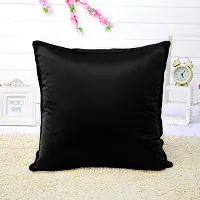 MSenterprise Cushion Cover Set of 5 Black Plain Stiched On Sides Polyester Cushion Covers 40X40 cm (16X16 Inch)-thumb1