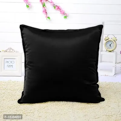 MSenterprise Cushion Cover Set of 5 Black Plain Stiched On Sides Polyester Cushion Covers 40X40 cm (16X16 Inch)-thumb2