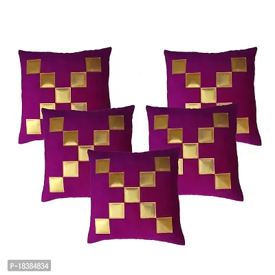 MSenterprise Cushion Cover Set of 5 Velvet Cushion Covers 40X40 cm (16X16)