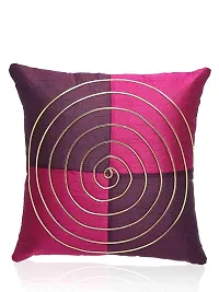 Decor Studioz Maze Round Strip Synthetic Cushion Cover with Zipper,Set of 5 - Purple-thumb1