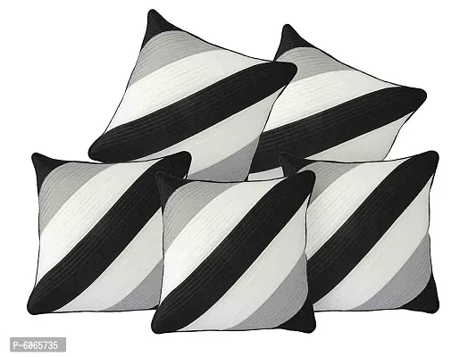 Black and White Daigonal Quilted Polyster Cushion Covers( Pack of 5) (Size- 40cm x 40cm or 16in x 16in)-thumb0