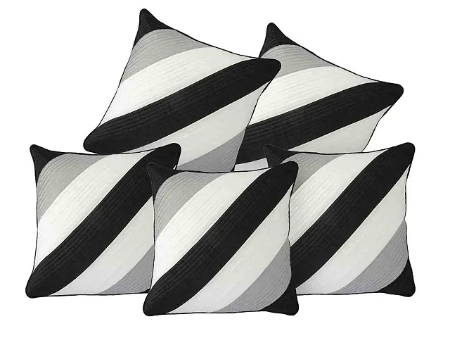 Set of 5- Polyester Self Pattern Cushion Covers