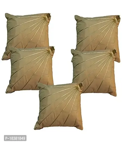 ShwetaInternational BLOOMS RAY CUSHION COVER BEIGE 30x30 CMS (5 PCS SET)