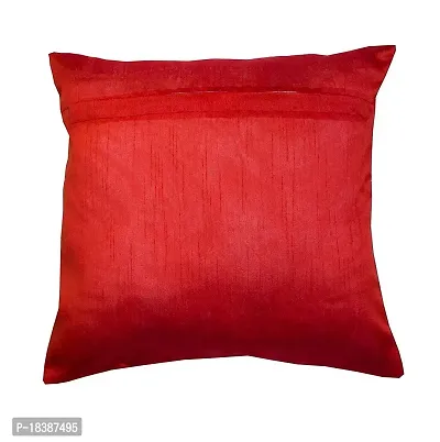 MS Enterprises Colourful Synthetic Cushion Cover with Zipper (Red, 16 x 16 Inch) Set of 5-thumb2