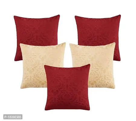 MSenterprise Cushion Covers Soft Sofa Cover Pillow Cover Handmade Emboss for Home Kids Bedroom Hall Living Room Office - (Set of 5) (40 x 40cm Or 16 x 16 Inches), (Multi)