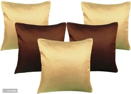 MSenterprises Cushion Cover Beige and Brown Plain Cushion Cover 40 * 40 CMS Pack of 5