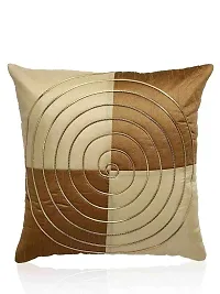 MSenterprise Cushion Covers Decor Jalebi Shape Synthetic Round Strip Cushion Cover with Zipper 16 X 16 inch, Pack of 5 (Beige)-thumb1
