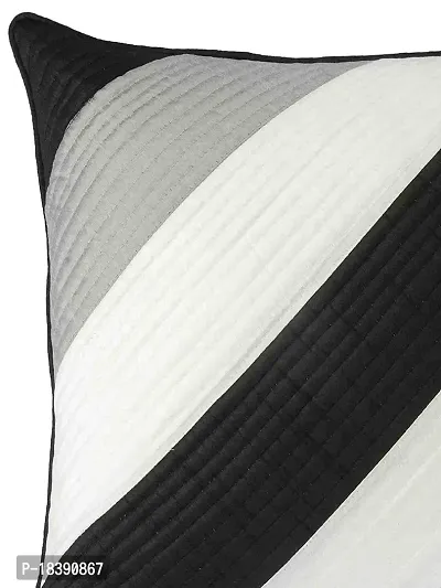 MSENTERPRISES Cushion Cover Daigonal Quilted Polyester Pack of 5 (16x16 Inch) (Black and White)-thumb3