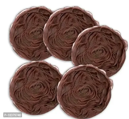 Jeel Rose Ruffle Zipper Round Polyester Cushion Cover (16-inch, Brown) -Combo of 5