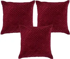 Cushion Covers Maroon Box Burnt Velvet Emboss Pillow Cover (40x40 Cms or 16x16 Inch) (Pack of 5)-thumb1