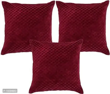 Cushion Covers Maroon Box Burnt Velvet Emboss Pillow Cover (40x40 Cms or 16x16 Inch) (Pack of 5)-thumb2