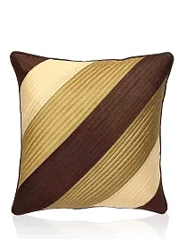 MSenterprises Cushion Cover Geometric Box Synthetic Pack of 5 (16x20-inches) -Brown and Gold-thumb1