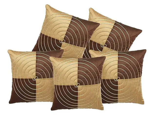 MSenterprises Decor JAlebi Shape Synthetic Round Strip Cushion Cover with Zipper Variation