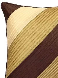 MSenterprise Cushion Covers Daigonal Quilted Polyester Pack of 5 (16x16 Inch) (Beige and Brown)-thumb1