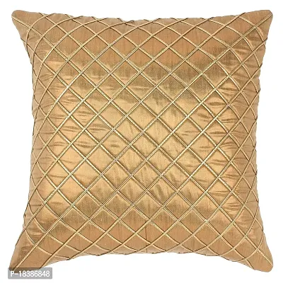 MSenterprises Polyester Cushion Covers (40x40 cm) - Set of 5,Golden-thumb2