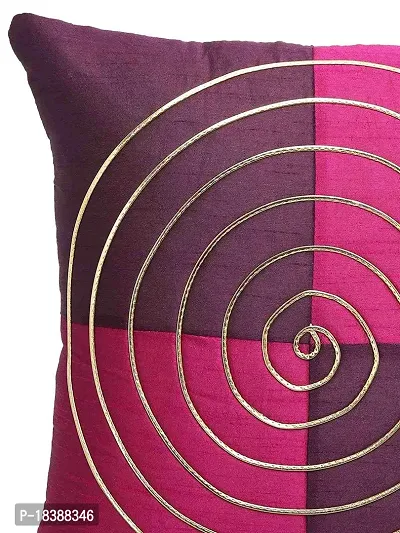 Decor Studioz Maze Round Strip Synthetic Cushion Cover with Zipper,Set of 5 - Purple-thumb3