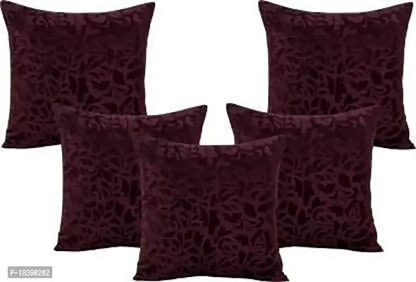 terprises Velvet Burnt Ambose Cushion Covers - Pack of 5 (16x16 Inch) (Black)-thumb0