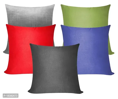 MSenterprises Cushion Covers Multi-Colour Plain Cushion Cover 16 * 16 Pack of 5